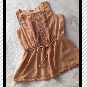 F21 Tan Peach sheer top